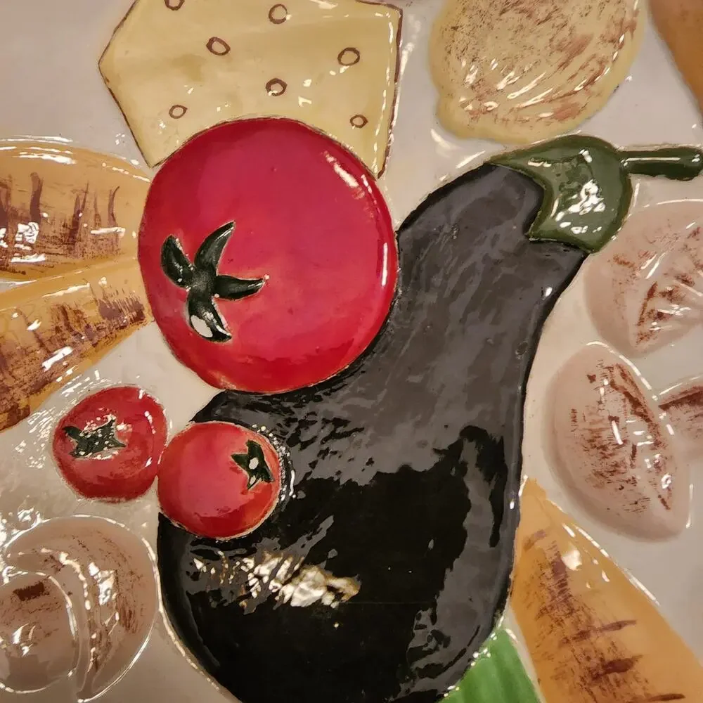 Ceramic Pasta Bowl Veggies Handpainted